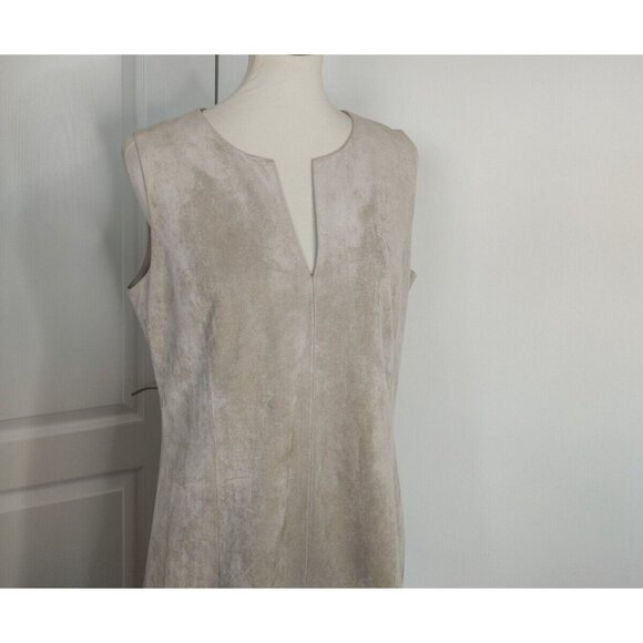 BCBGMAXAZRIA Dress Faux Suede  M Tan Adelene Sheath Sleeveless - Picture 6 of 12